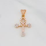 Dije Cruz 2.5 g / 3 cm Dos Oros Banco Rosa 18K