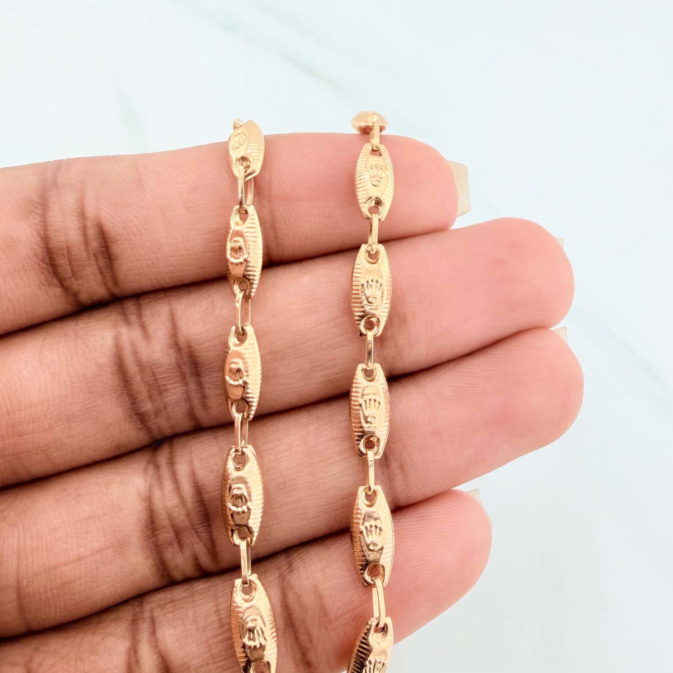 Tobillera Rustico Corona 3.55 g / 19 cm / 4.5 mm Oro Amarillo 18K