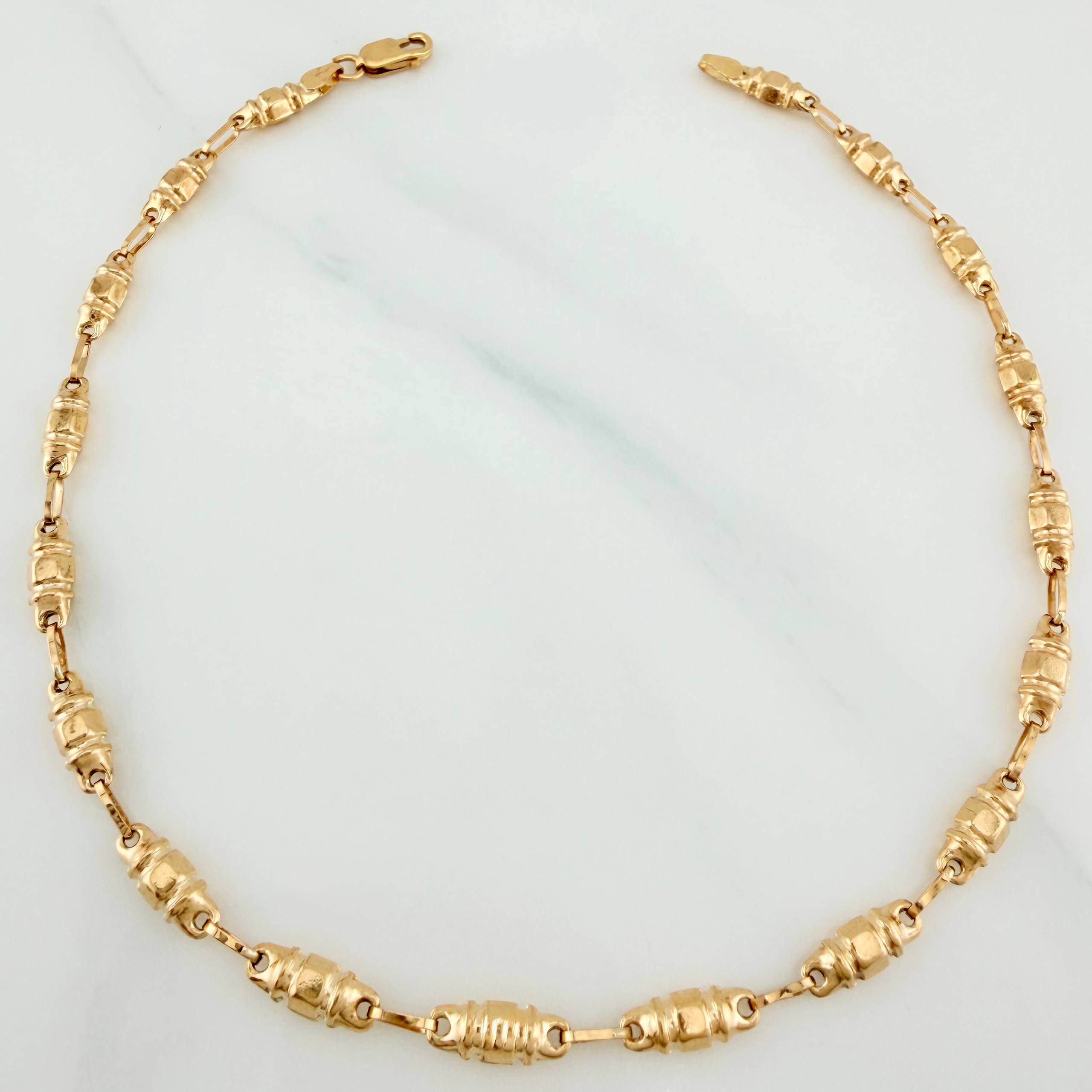 Tobillera Rustica Barril 3.65 g / 25 cm / 3.6 mm Oro Amarillo 18K