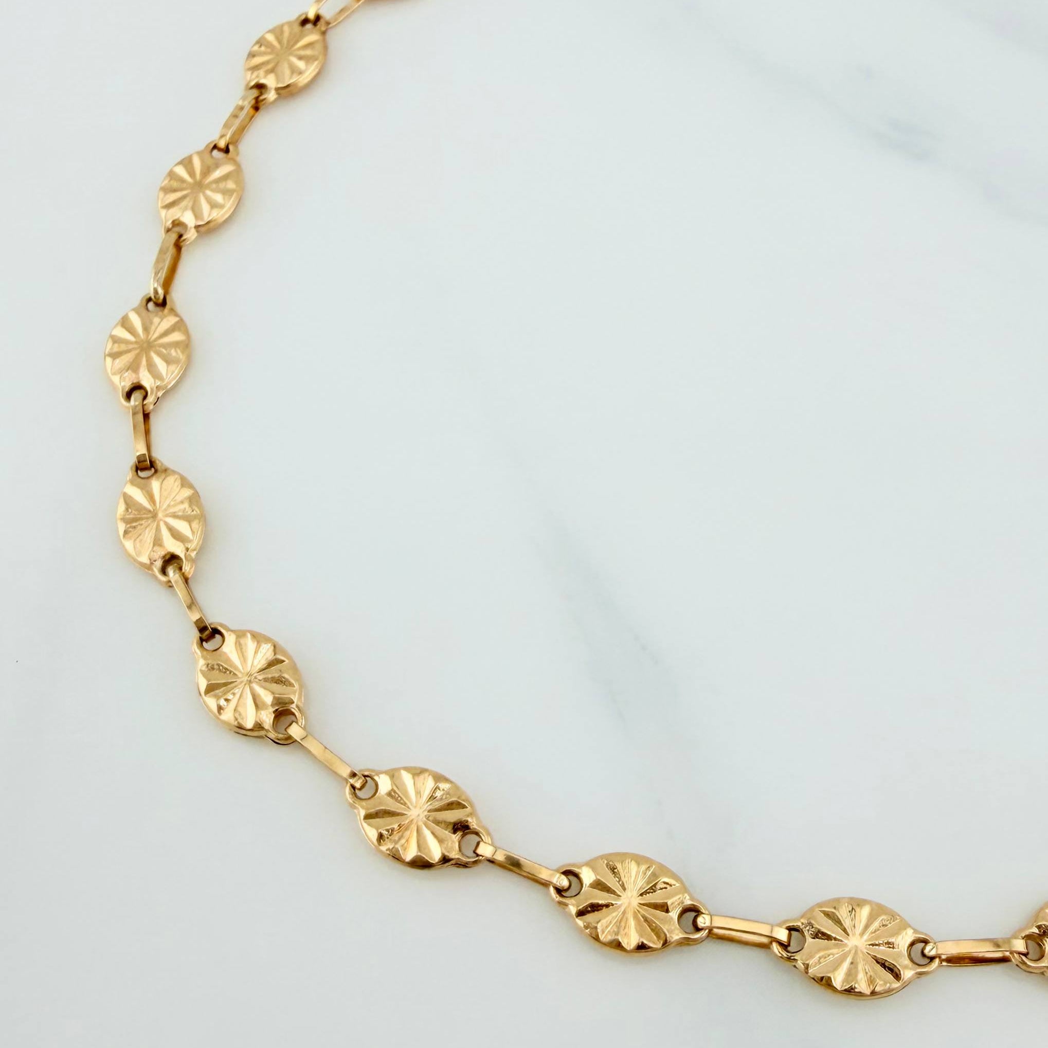Pulso Rustico Eslabon Diamantado 2.6 g / 19 cm / 4.5 mm Oro Amarillo 18K