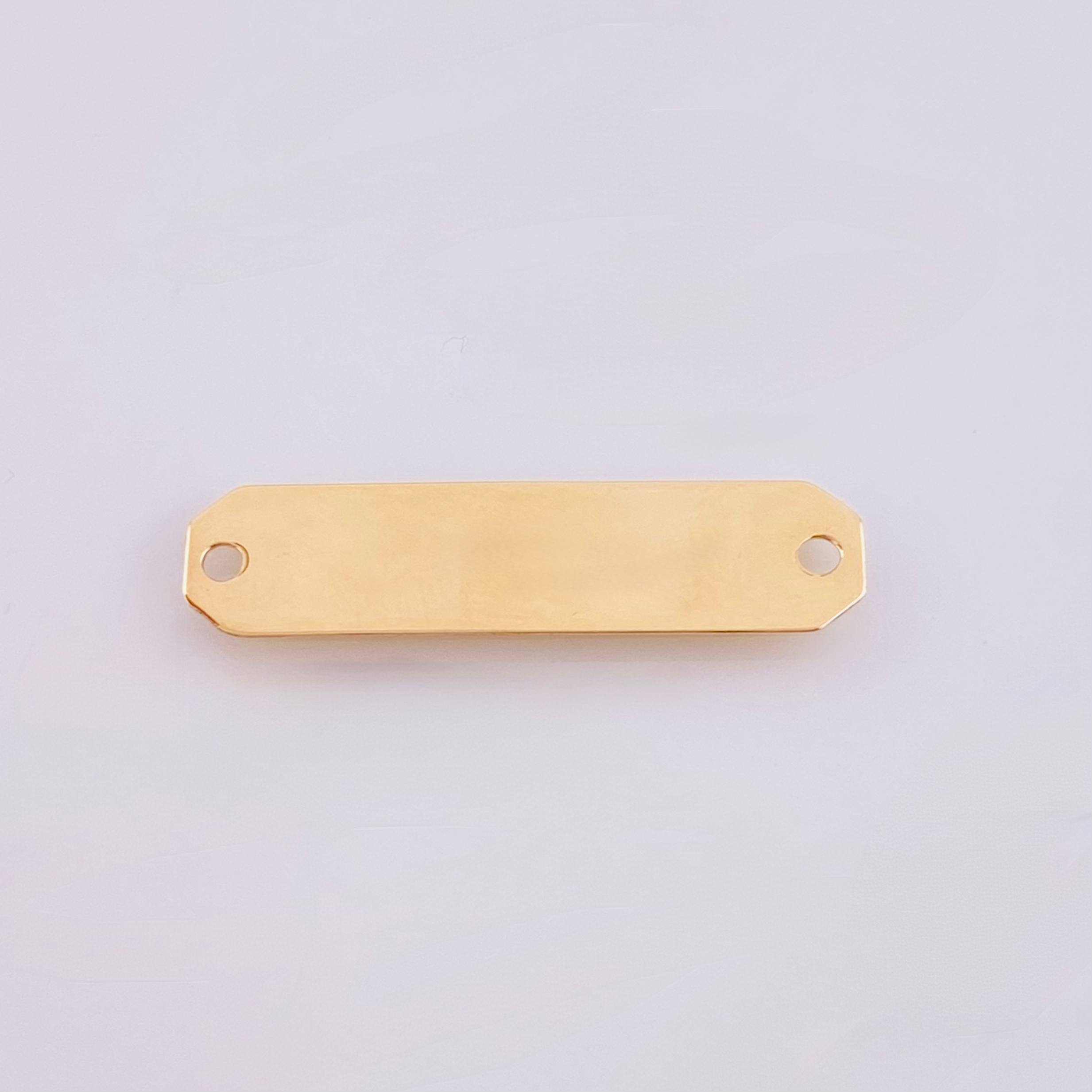 Herraje Placa Rectangular Octagonal 0.8gr / 3cm / Oro Amarillo 18K