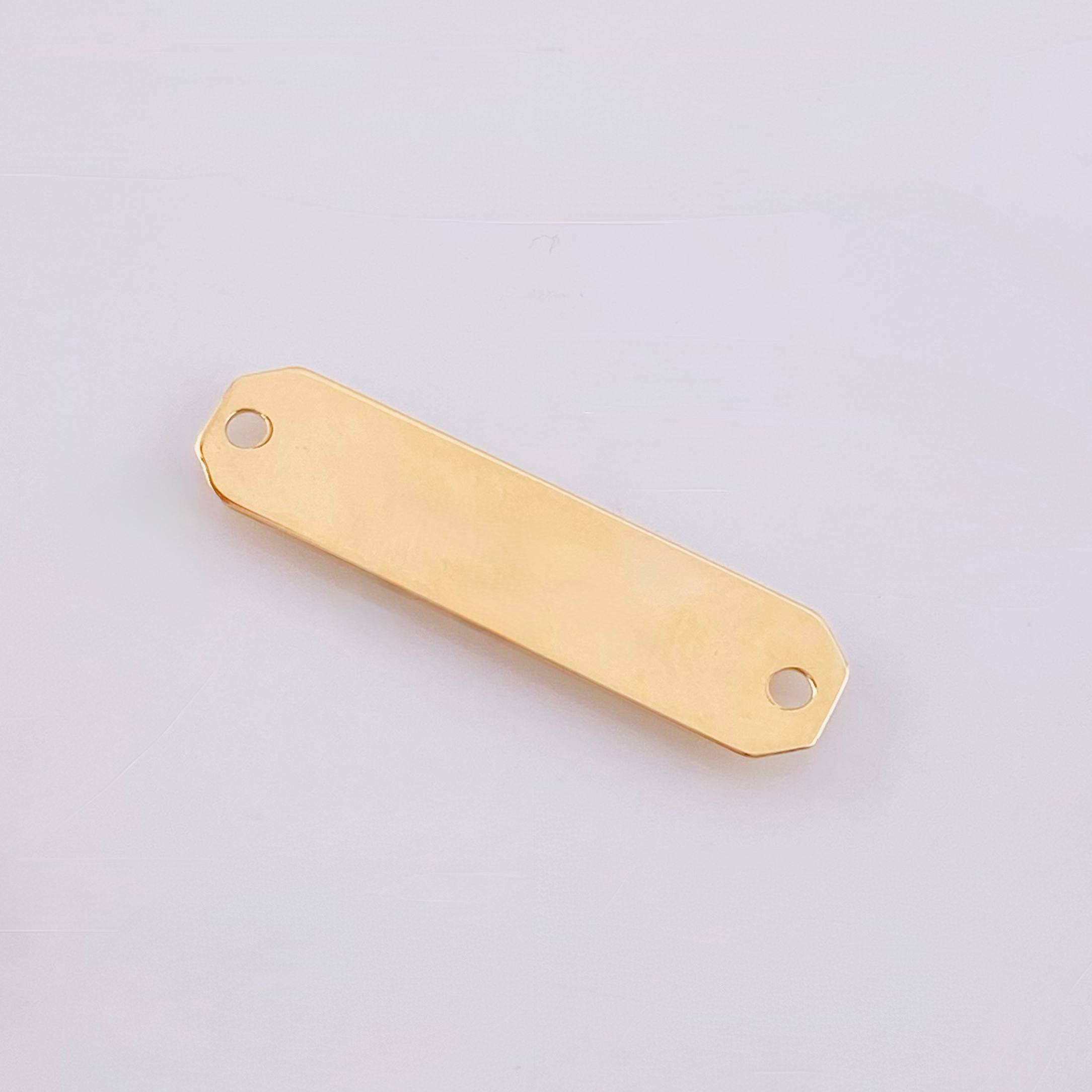 Herraje Placa Rectangular Octagonal 0.8gr / 3cm / 6.9mm Oro Amarillo 18K ©