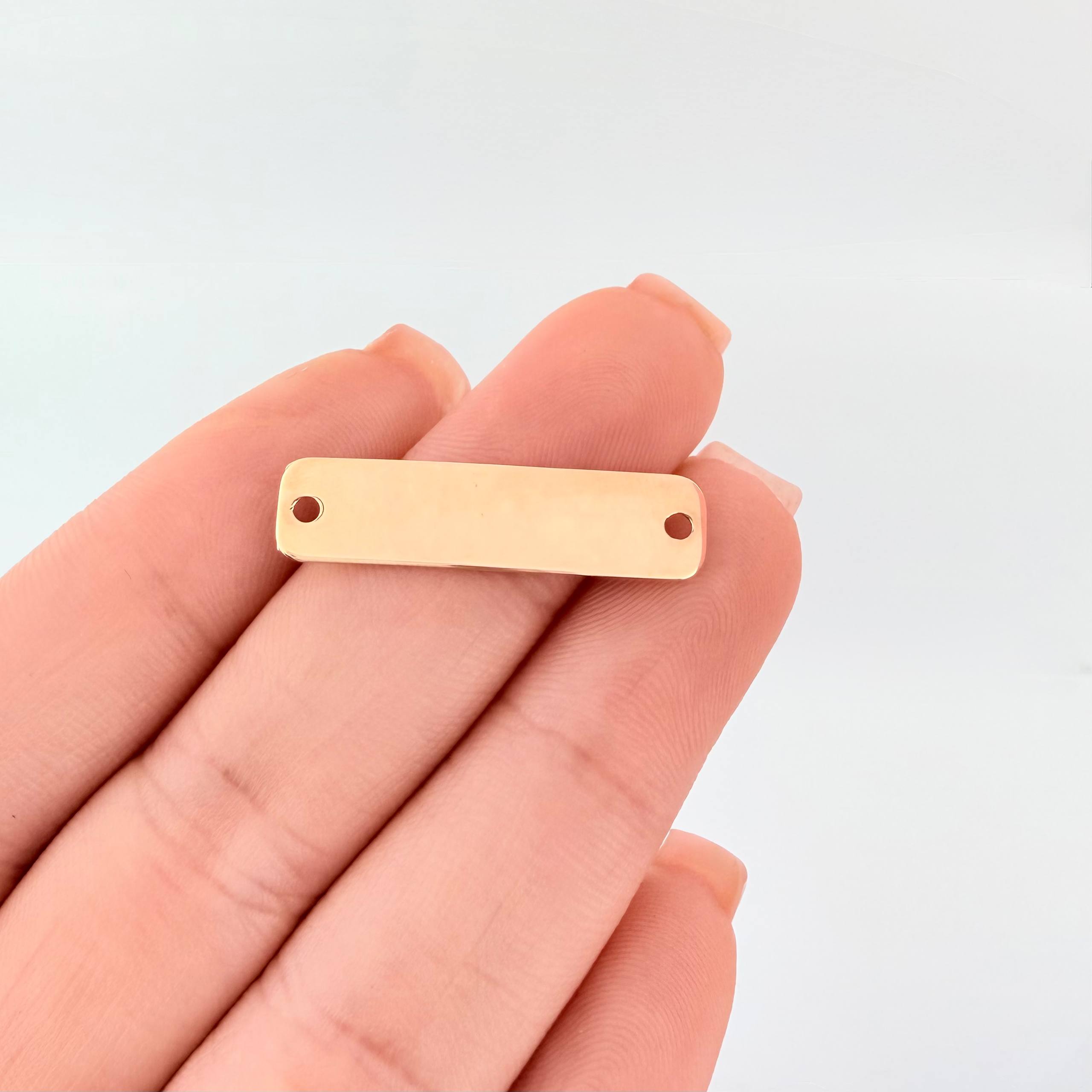 Herraje Placa Rectangular Ovalada 0.8gr / 3cm / Oro Amarillo 18K *