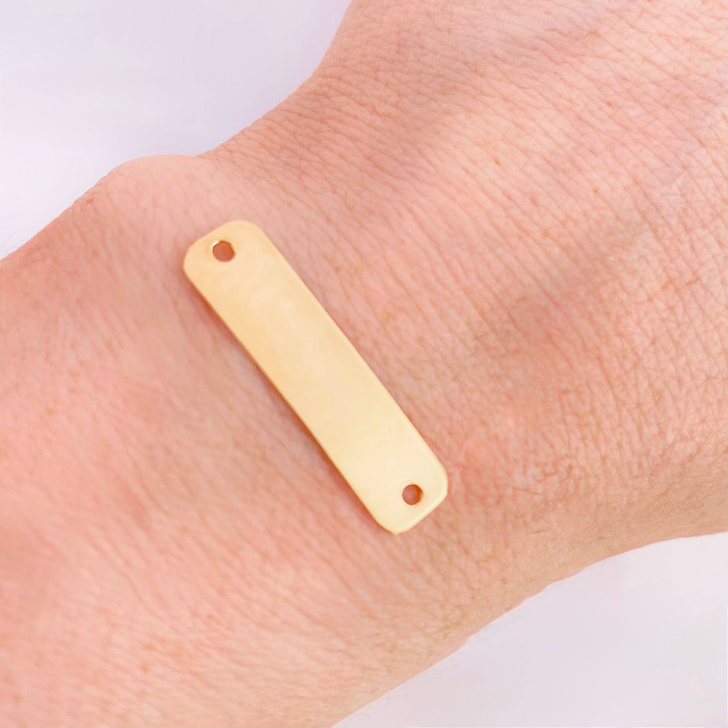 Herraje Placa Rectangular Ovalada 0.8gr / 3cm / Oro Amarillo 18K *