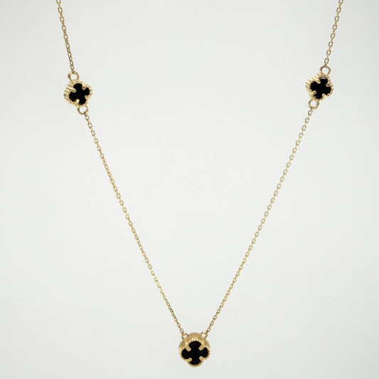 Cadena Aro Seguido Trebol Negro 3.1gr / 47cm-45cm / 0.8mm Oro Amarillo Nac.Esp. 18K *