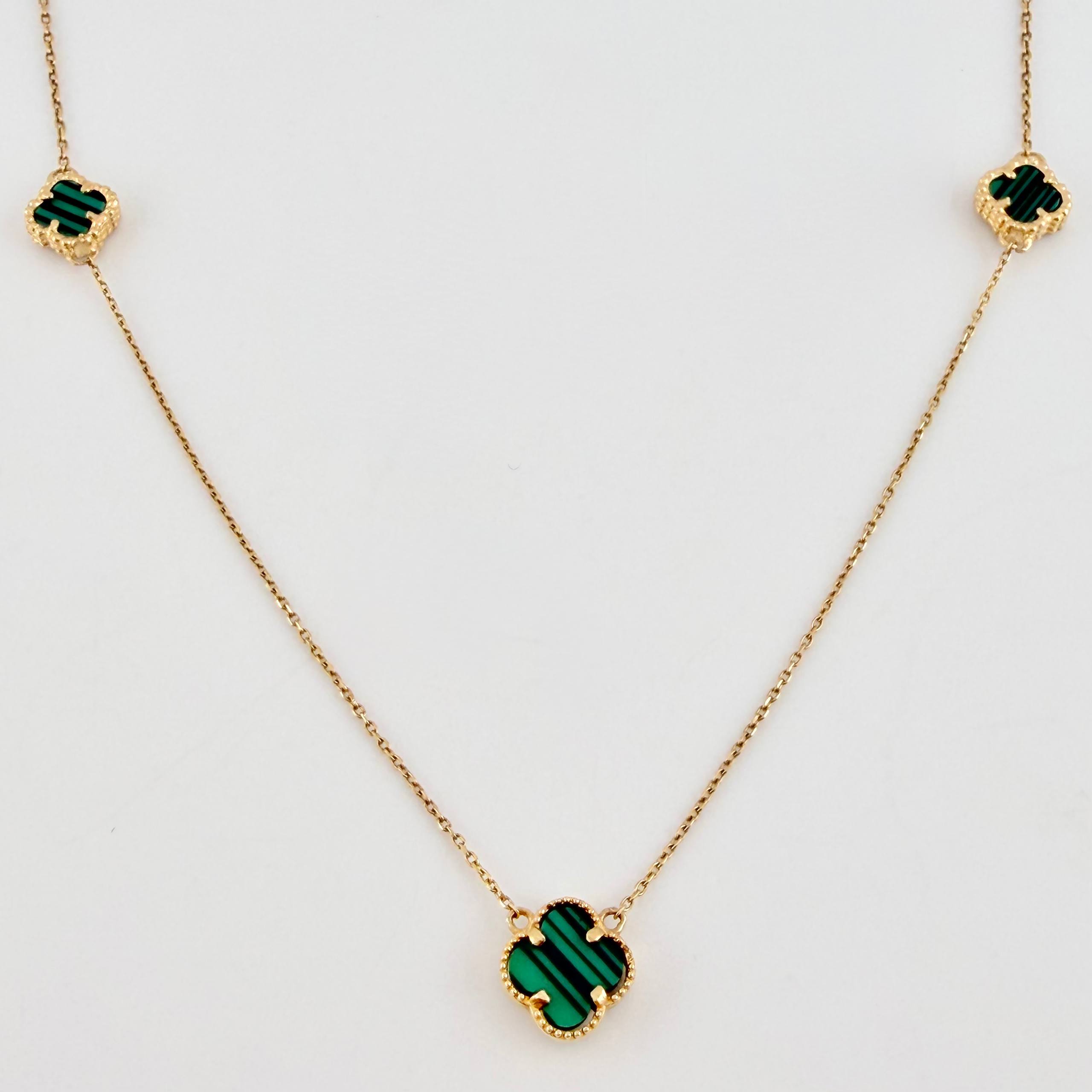 Cadena Aro Seguido Trebol Verde 4.15gr / 46.5cm-45cm / 1mm Oro Amarillo Nac.Esp. 18K *