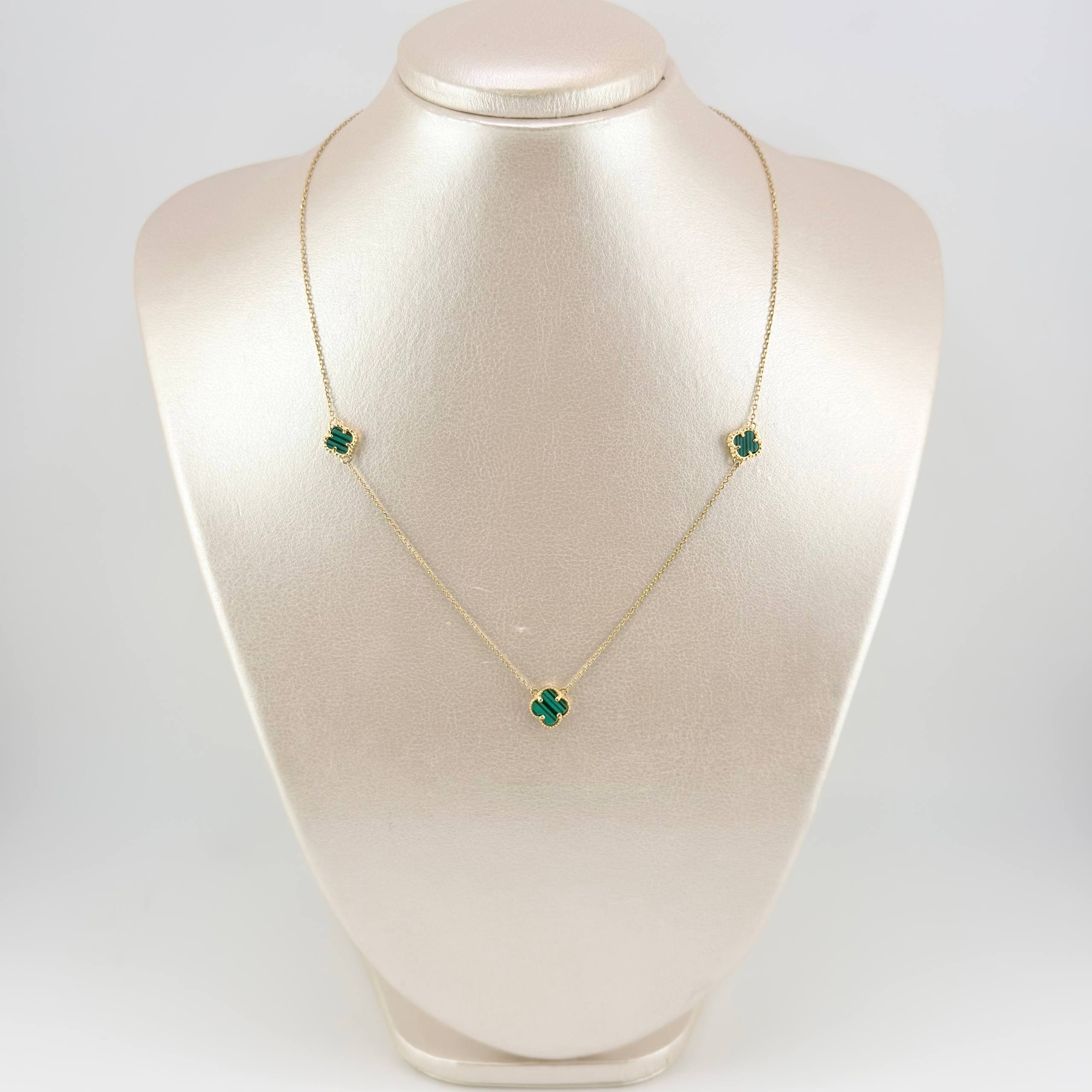 Cadena Aro Seguido Trebol Verde 4.15gr / 46.5cm-45cm / 1mm Oro Amarillo Nac.Esp. 18K *