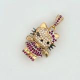 Dije Gata 5.15gr / 2.8cm / Dos Oros Amarillo Blanco 18K ©