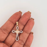 Dije Cruz Trebol 2.1gr / 3.5cm / Dos Oros Amarillo Rosa Nac.Esp. 18K