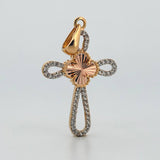 Dije Cruz Trebol 2.1gr / 3.5cm / Dos Oros Amarillo Rosa Nac.Esp. 18K