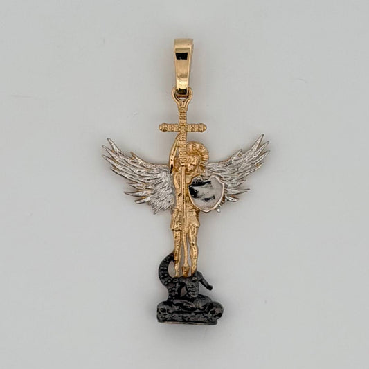 Dije San Miguel 3.1gr / 3.8cm / Dos Oros Amarillo Blanco 18K
