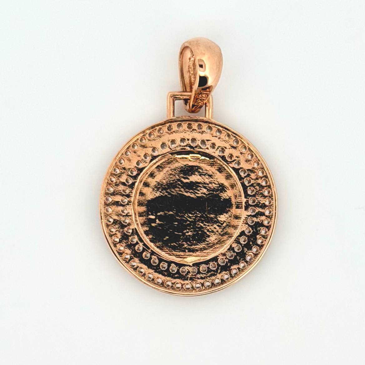 Dije Placa Corona Circular 4.5gr / 3.3cm / Oro Rosa 18K