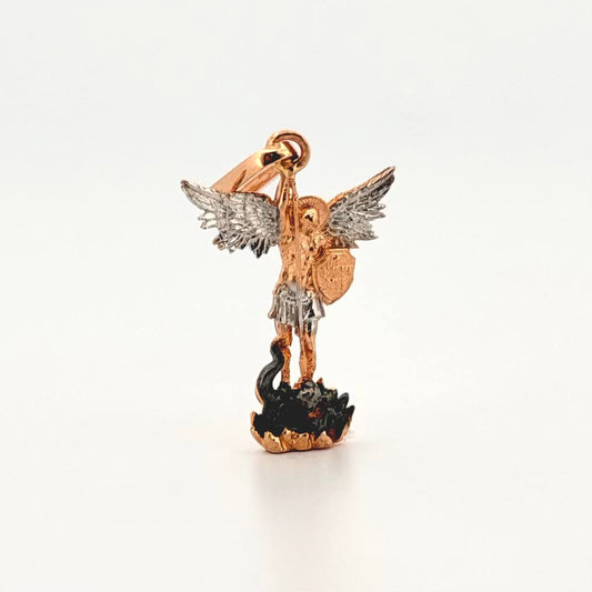 Dije San Miguel 0.95gr / 2.3cm / Dos Oros Blanco Rosa 18K