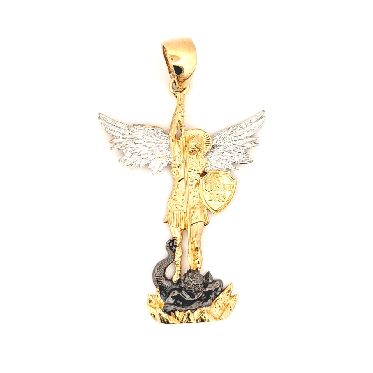 Dije San Miguel 6.8gr / 5.2cm / Dos Oros Amarillo Blanco 18K