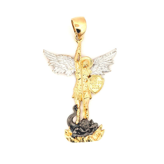 Dije San Miguel 6.8gr / 5.2cm / Dos Oros Amarillo Blanco 18K