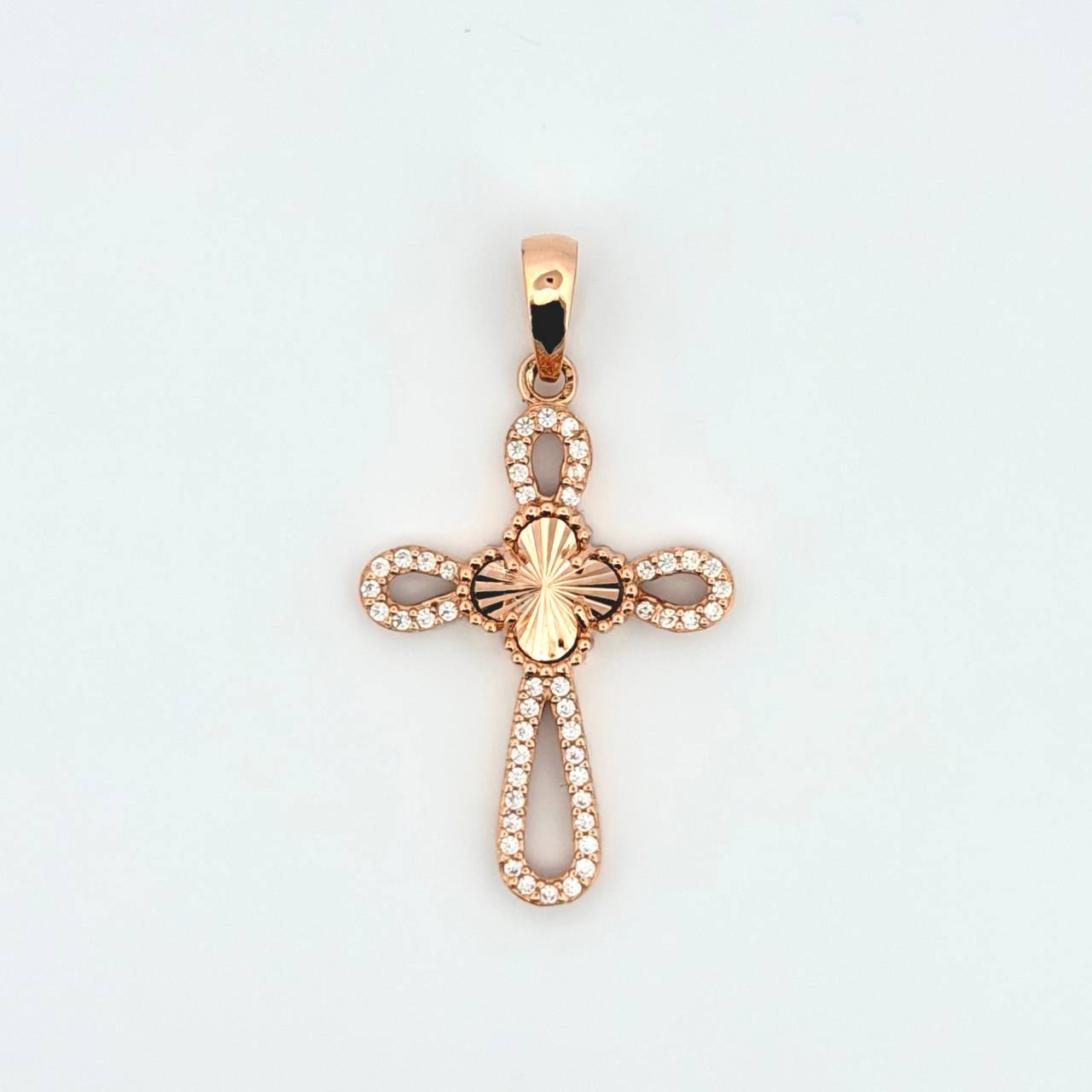 Dije Cruz Trebol 2.15gr / 3.5cm / Oro Rosa Nac.Esp. 18K