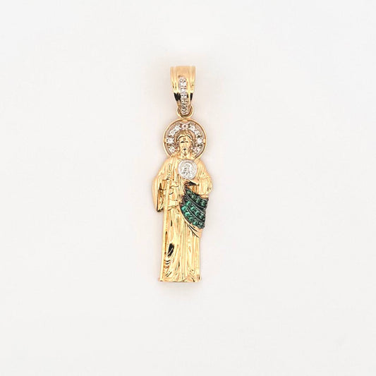 Dije San Judas Tadeo 4gr / 4.3cm / Dos Oros Amarillo Blanco 18K