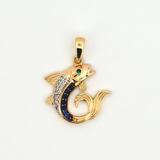 Dije Pez 3.05gr / 2.8cm / Dos Oros Amarillo Blanco 18K