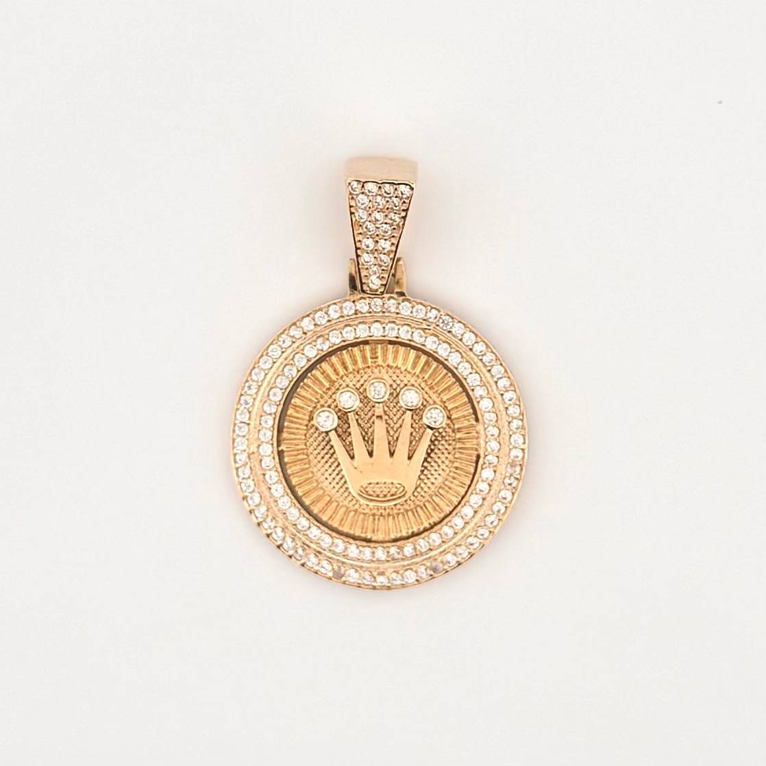 Dije Placa Corona Circular 6.4gr / 4.5cm / Oro Amarillo 18K