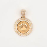 Dije Placa Corona Circular 6.4gr / 4.5cm / Oro Amarillo 18K