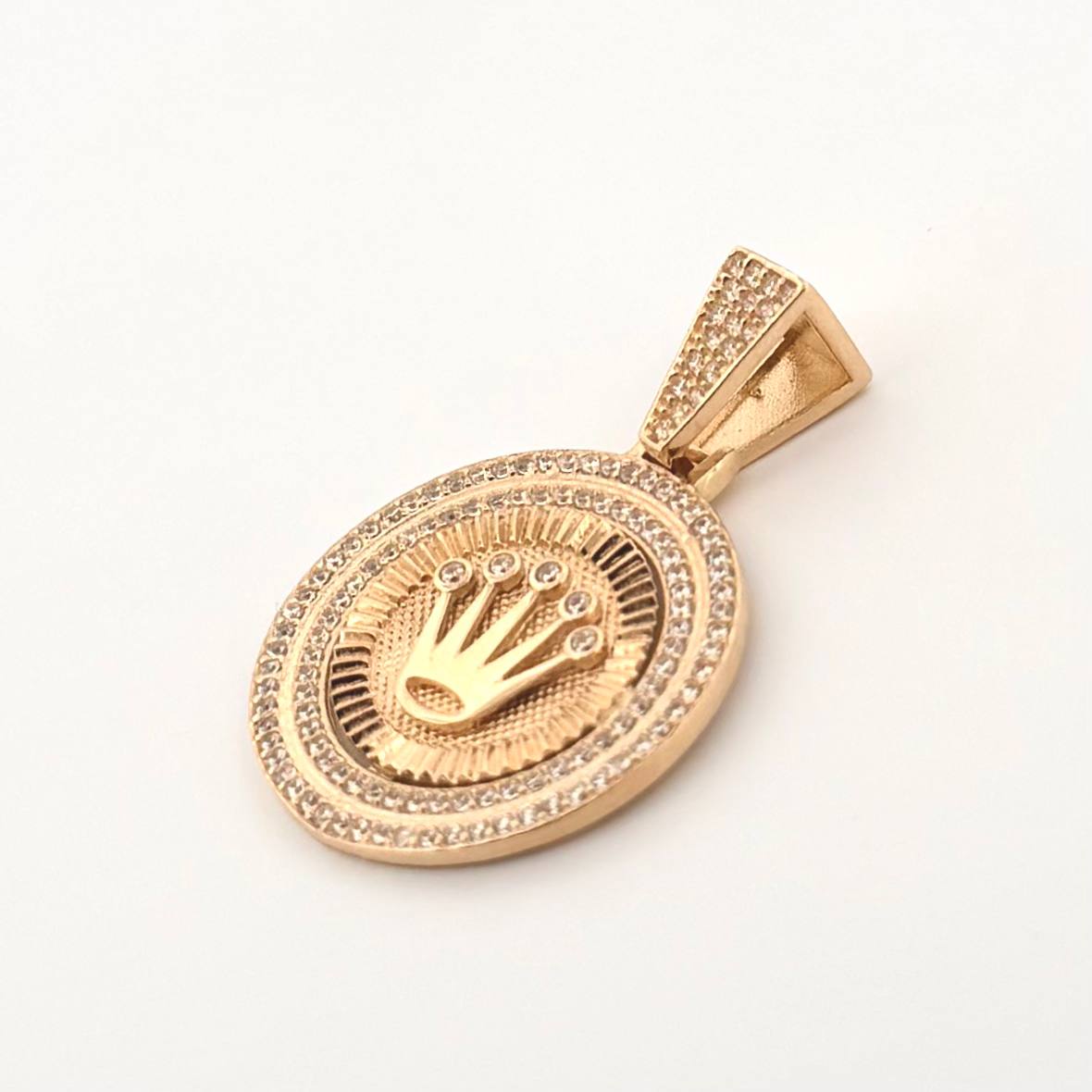 Dije Placa Corona Circular 6.4gr / 4.5cm / Oro Amarillo 18K