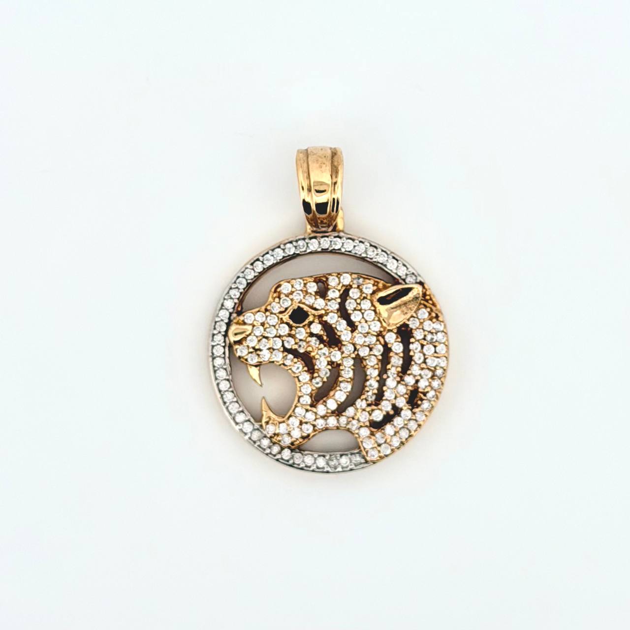 Dije Tigre Placa Circular 6.3gr / 3.3cm / Oro Amarillo 18K