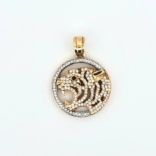 Dije Tigre Placa Circular 6.3gr / 3.3cm / Oro Amarillo 18K