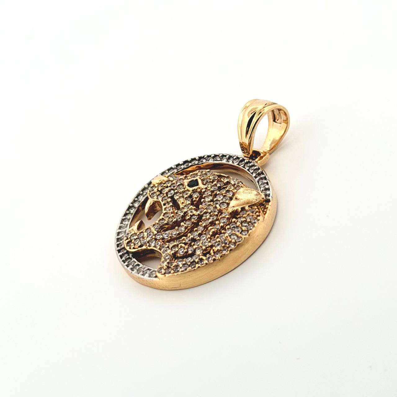 Dije Tigre Placa Circular 6.3gr / 3.3cm / Oro Amarillo 18K