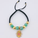 Pulsera Negra Dije Virgen Guadalupe 3.85gr / 7mm-3mm Oro Amarillo 18K *