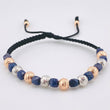 Pulsera Negra Morrallas Zafiros 2.05gr / 6mm-4mm Dos Oros Blanco Rosa 18K *