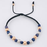 Pulsera Negra Morrallas Zafiros 2.05gr / 6mm-4mm Dos Oros Blanco Rosa 18K *