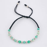 Pulsera Negra Morrallas Esmeraldas 1.2gr / 4mm Oro Blanco 18K *