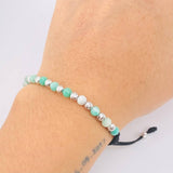 Pulsera Negra Morrallas Esmeraldas 1.2gr / 4mm Oro Blanco 18K *