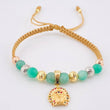 Pulsera Dorada Dije Indio 3.8gr / 6mm-5mm-3mm Tres Oros 18K *
