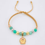 Pulsera Dorada Dije Indio 3.8gr / 6mm-5mm-3mm Tres Oros 18K *