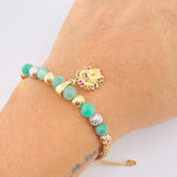 Pulsera Dorada Dije Indio 3.8gr / 6mm-5mm-3mm Tres Oros 18K *