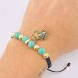 Pulsera Negra Dije Bolsa Dinero 3.8gr / 6mm-3mm Oro Amarillo 18K *