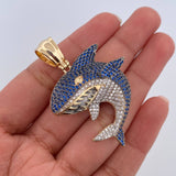 Dije Tiburon 14.1gr / 4.7cm / Dos Oros Amarillo Blanco 18K $
