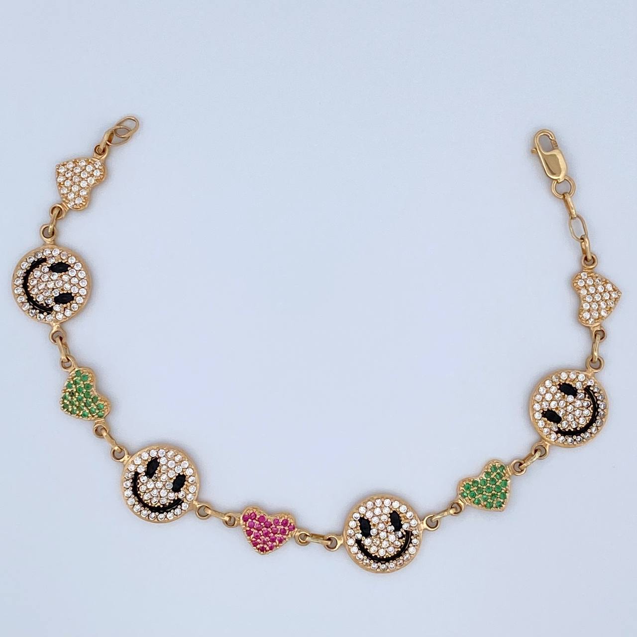Pulso Carita Feliz Corazones 10.1gr / 18.4cm / Oro Amarillo 18K $