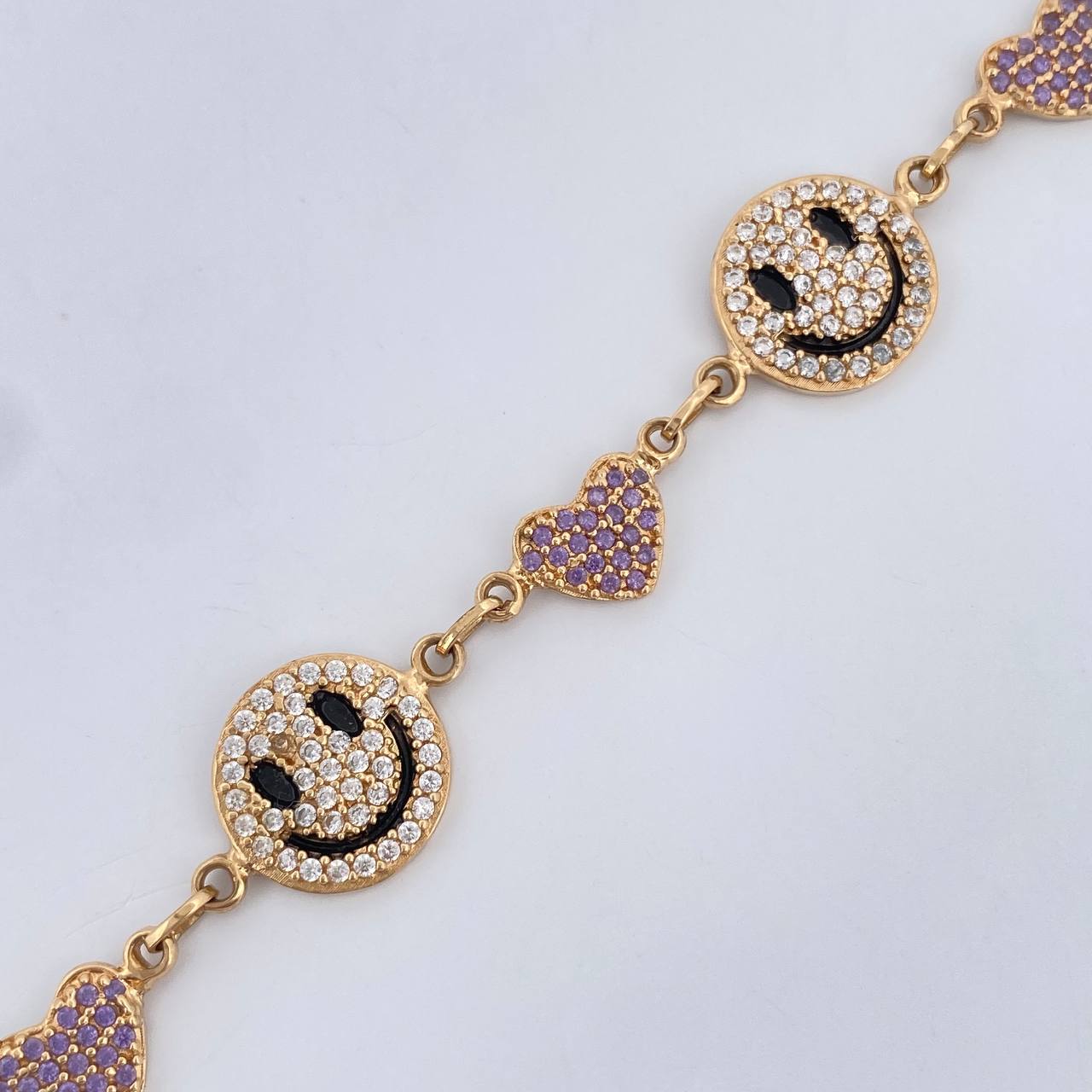Pulso Carita Feliz Corazones 10gr / 18.3cm / Oro Amarillo 18K &