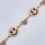 Pulso Carita Feliz Corazones 10gr / 18.3cm / Oro Amarillo 18K &