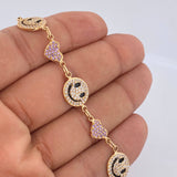 Pulso Carita Feliz Corazones 10gr / 18.3cm / Oro Amarillo 18K &