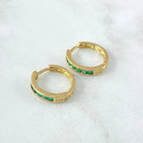 Candongas Carril Filigrana Interna 3.65gr / 1.7cm / Esmeraldas 60pts Oro Amarillo 18K (Joya)