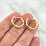 Candongas Carril Filigrana Interna 3.65gr / 1.7cm / Esmeraldas 60pts Oro Amarillo 18K (Joya)