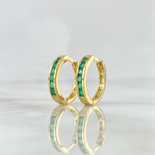 Candongas Carril Encerrado Esmeraldas 1.2 Qts 3.8gr / 1.8cm / Oro Amarillo 18K