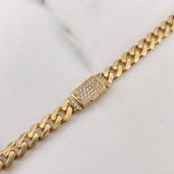 Cadena Cubana 36.05gr / 60cm / 6.9mm Broche Cajon Circones Blancos Oro Amarillo Nac.Esp. 18K &