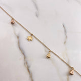 Tobillera Espiga  2.85gr / 24cm / Dijes Gotas Estrella Dos Oros Amarillo Blanco 18K &