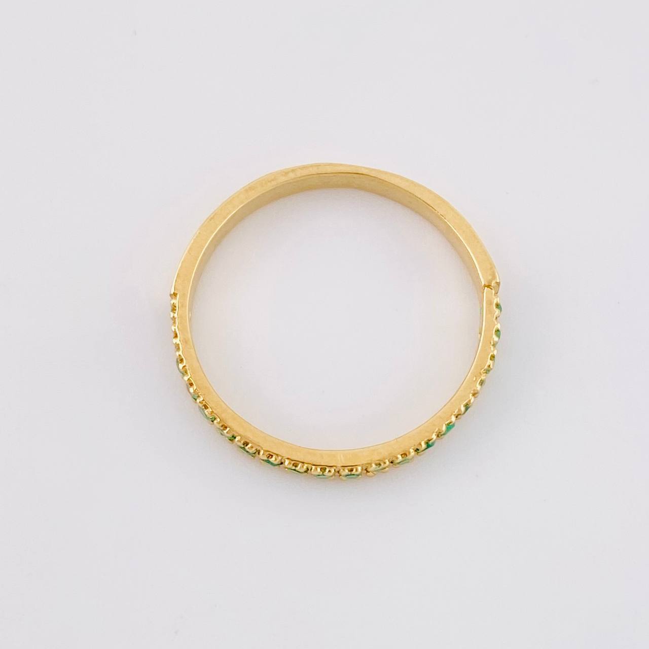 Anillo Carril Tupido Esmeralda 19pts 2.25g / T7 1/4 Oro Amarillo 18K