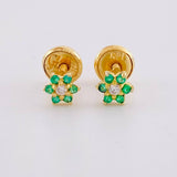 Topos Flor Esmeraldas 5pts Diamante 3pts 0.8g / 4.4mm Oro Amarillo 18K