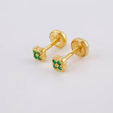 Topos Flor Trebol Esmeraldas 5pts 0.85g / 3.8mm Oro Amarillo 18K